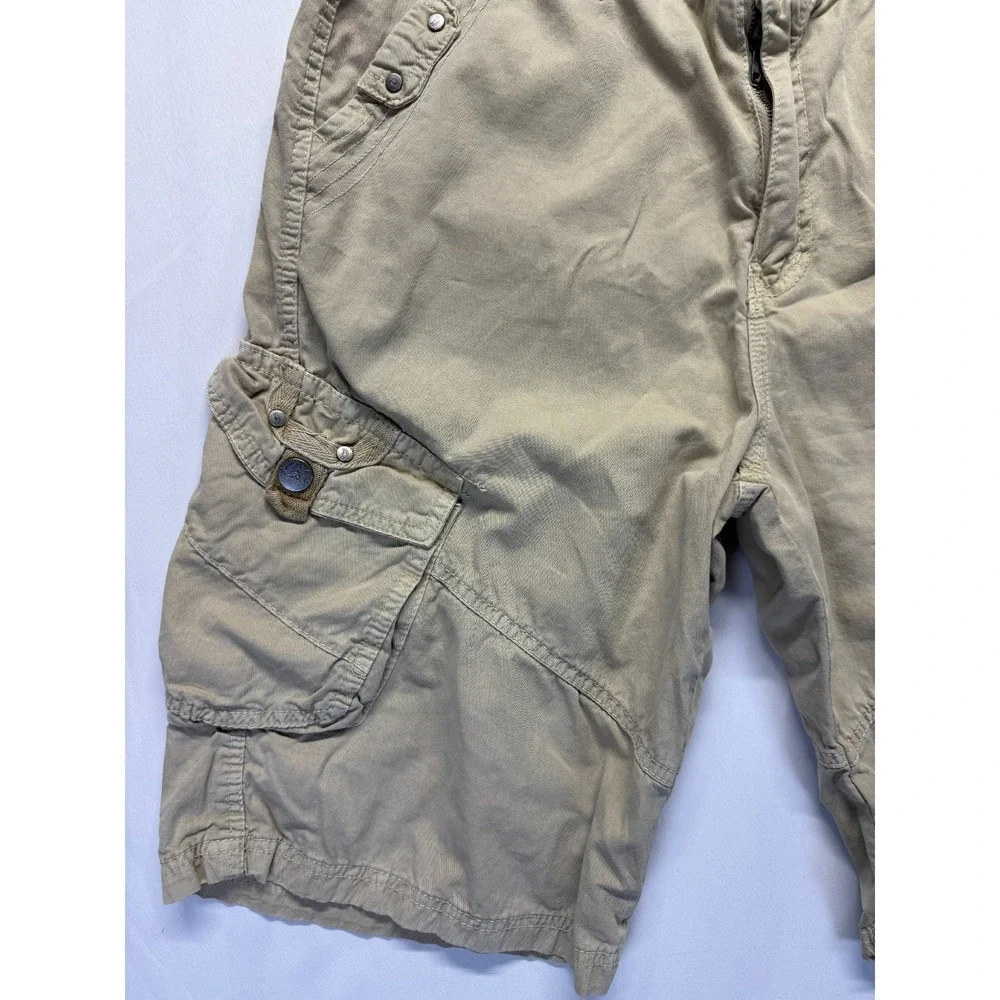 Across The Pond Signature Line Cargo Shorts Mens 32 Beige Cotton Utility Pockets